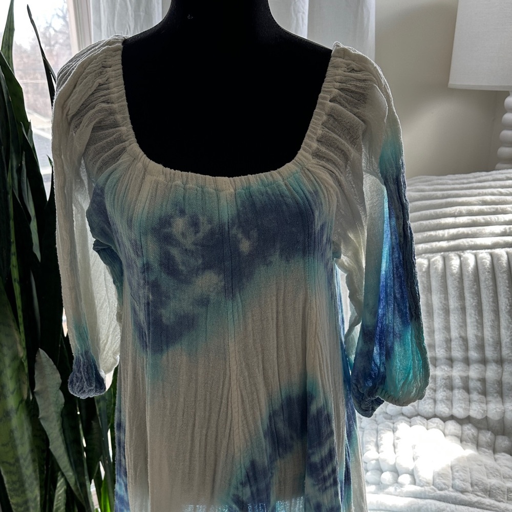 Jen’s Pirate Booty Blue and White Tie-Dye Maxi Dress - Picture 3 of 10
